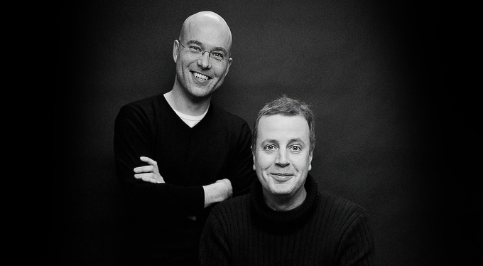 Calle Marthin & Jonathan Lindström, porträttfoto för Bonnier Carlsen
