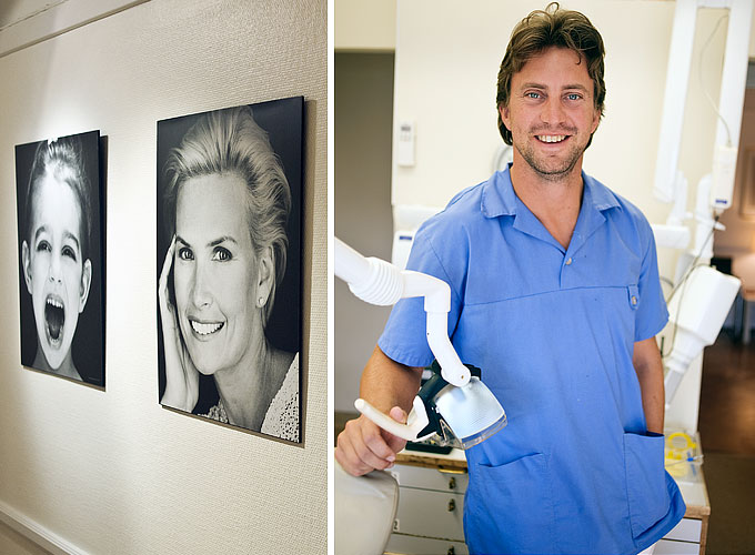 Reportagefoto av tandläkare i praktik för tidning
