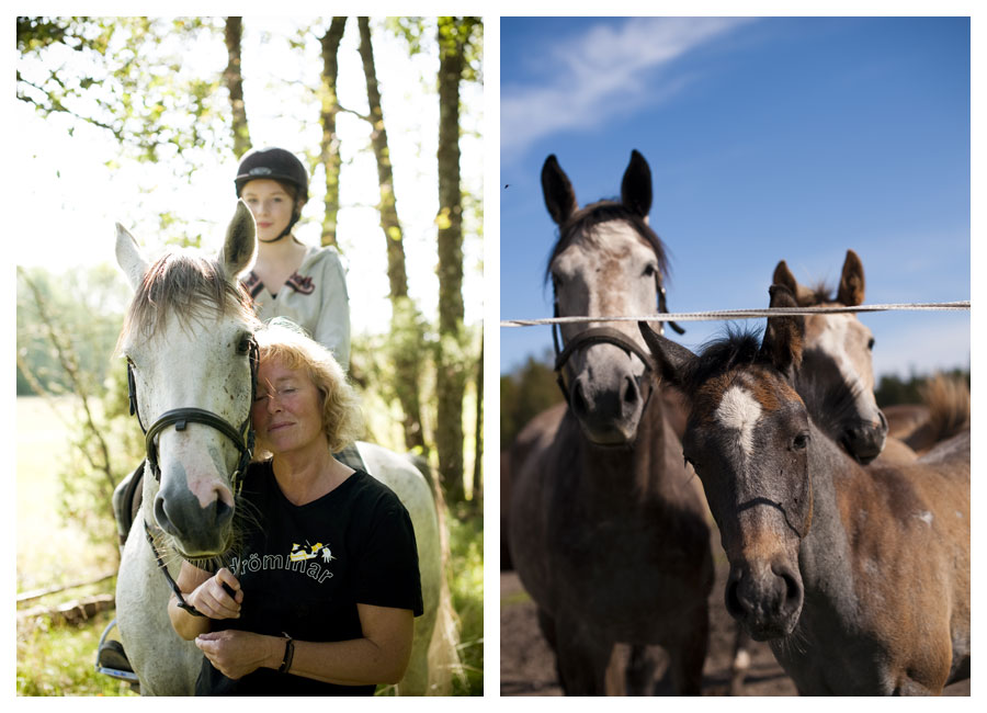Författarporträtt Pia Hagmar, fotografering med häst och ryttare